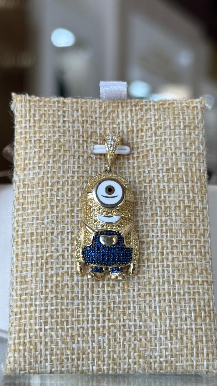 DIJE DE MINION CON ZIRCONIAS 10K 4.5G